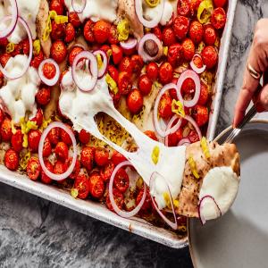 Sheet-Pan Chicken with Tomatoes and Mozzarella image