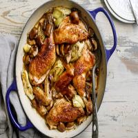 Braised Chicken With Artichokes and Mushrooms image