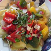Cheese Ravioli with Three Pepper Topping image