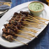 Teriyaki Grilled Steak Skewers with Chile-Herb Dipping Sauce_image
