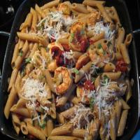 Whole Wheat Pasta With Roasted Shrimp and Cherry Tomatoes image