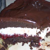 Fudgy Chocolate Layer Cake With Raspberry Chambord Whipped Cream_image