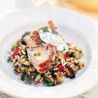 Simple baked salmon with dill yoghurt_image