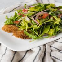 Veal Milanese with Arugula, Tomato, and Red Onion Salad_image