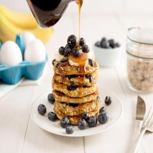 Gluten-Free Blueberry Oat Pancakes with Lemon Maple Syrup_image