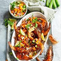Spiced blackened prawns with clementine salsa image