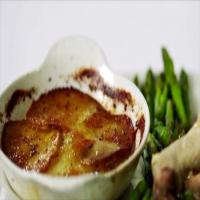 Creamy Poached Chicken with Asparagus Tips and Crispy Potatoes au Gratin image