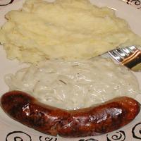 Bangers and Mash with Creamed Onion Sauce image