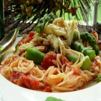 Spaghettini W/Crab, Asparagus & Sun-Dried Tomatoes image