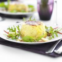 Twice-baked goat's cheese soufflés with apple & walnut salad image