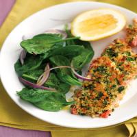 Herb-Crusted Salmon with Spinach Salad image