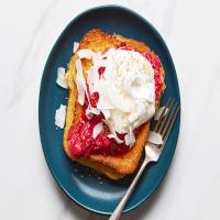 Coconut-Cardamom French Toast With Raspberry-Rhubarb Compote image