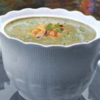 Chilled Cream of Zucchini Soup with Mussels and Fresh Mint image