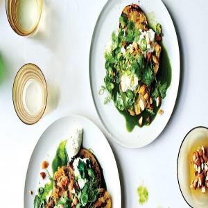 Grilled Green Tomatoes with Burrata and Green Juice Recipe_image