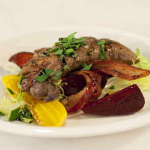 Shad Roe with Beets, Bacon, and Balsamic image