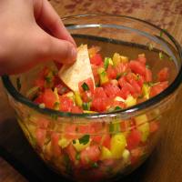 Watermelon & Peach Salsa With Cayenne Chips image