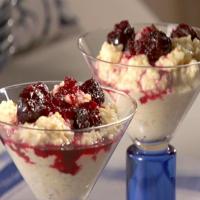 Toasted Coconut Rice Pudding with Cherry Sauce image
