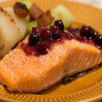 Grilled Salmon With Blueberry Sauce image