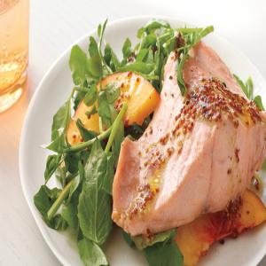 Poached Salmon with Watercress and Peaches image
