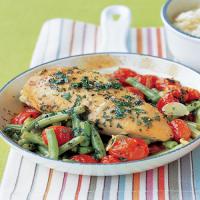 Chicken and Vegetable Saute with Lemon-Parmesan Rice image