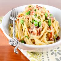 Pasta Carbonara with Bacon and Peas_image