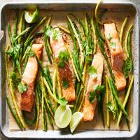 Maple and Miso Sheet-Pan Salmon With Green Beans image