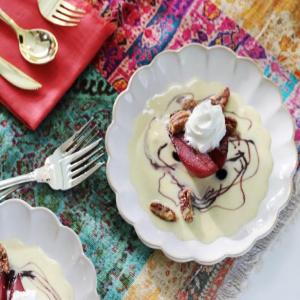 Red Wine Poached Pears with Vanilla Bean Custard image