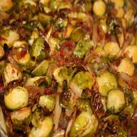 Roasted Brussels Sprouts W/ Bacon & Shallots_image