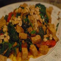 Spicy Thai Tofu With Red Bell Peppers and Peanuts image