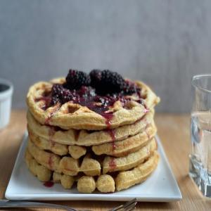 Cornmeal Waffles with Blackberry Syrup image