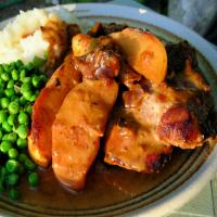 Pan Fried Pork Chops With Glazed Apples, Cider and Cream Sauce image