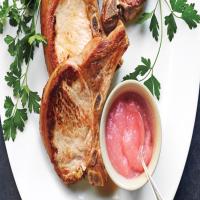 Orange-and-Rosemary-Brined Pork Chops with Applesauce image