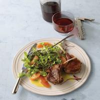 Lamb Chops with Citrus Sauce and Baby Mache Salad image
