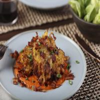 Bacon and Spaghetti Squash Fritters with Roasted Red Pepper Sauce image