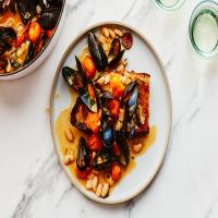 Mussels With Chorizo and Tomatoes on Toast image