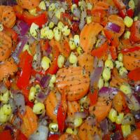 Sauteed Corn, Carrots, Onion, and Red Bell Pepper image