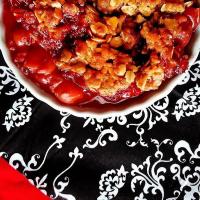 Tart cherry crisp with oaty crumble topping_image