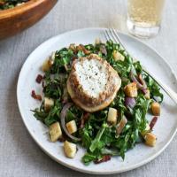 Bacon-Wilted Greens with Warm Pecan-Crusted Goat Cheese_image