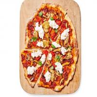 Thin-Crust Pizza with Roasted Vegetables and Ricotta image