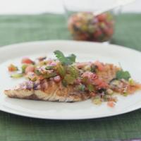 Grilled Bass with Green Tomato and Watermelon Salsa_image