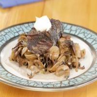 Beef Short Rib Stroganoff with Buttered Noodles and Lemon Creme Fraiche_image
