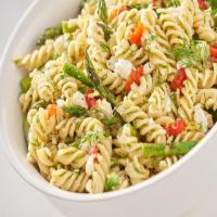 Pasta Salad with Grilled Asparagus, Pimiento and Feta image