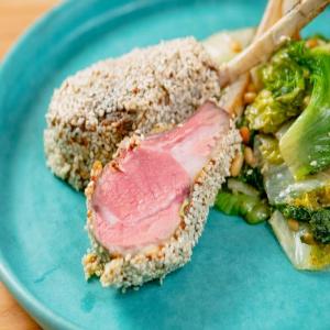 Sesame-Crusted Rack of Lamb with Wilted Greens image