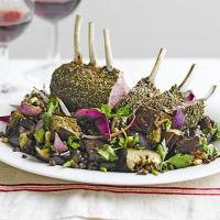 Herby lamb with roast aubergine & puy lentils_image