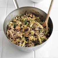Black bean soba noodles with mushrooms & cabbage image