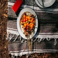 Marinated Mushroom, Tomato, and Scallion Skewers image