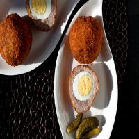 Crunchy Scotch Eggs With Horseradish and Pickles image