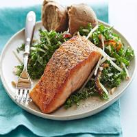 Pan-Seared Salmon with Kale and Apple Salad image