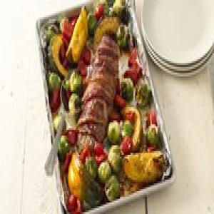 Bacon-Wrapped Pork Tenderloin with Harvest Vegetables_image