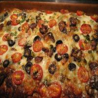 Greek Pizza on Phyllo With Feta and Tomatoes image